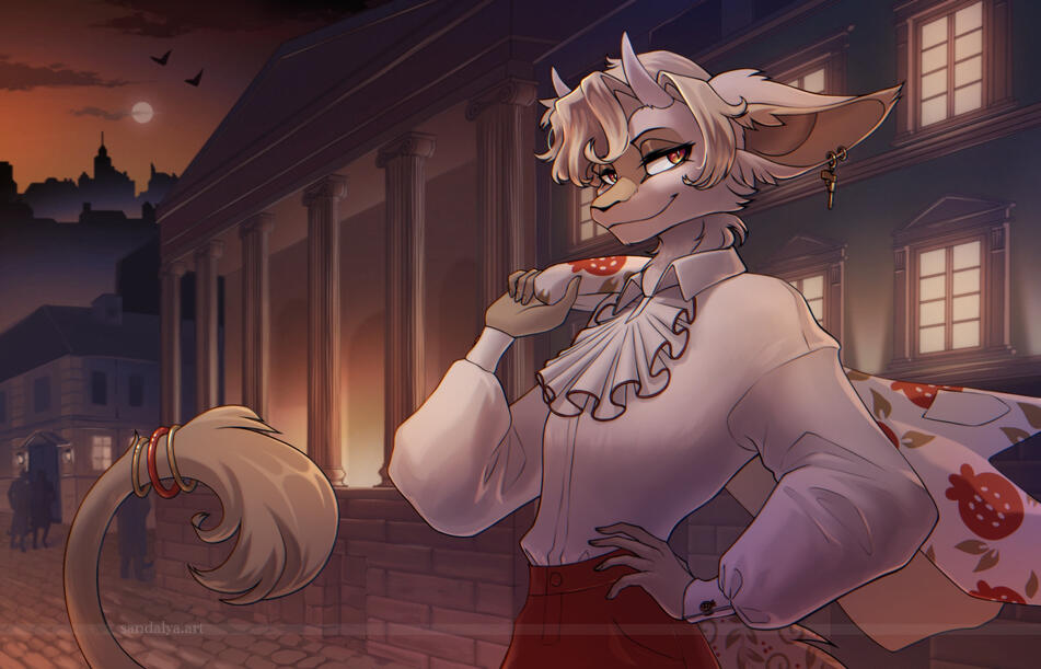 Коммишен (полная светотень, комплексный фон)